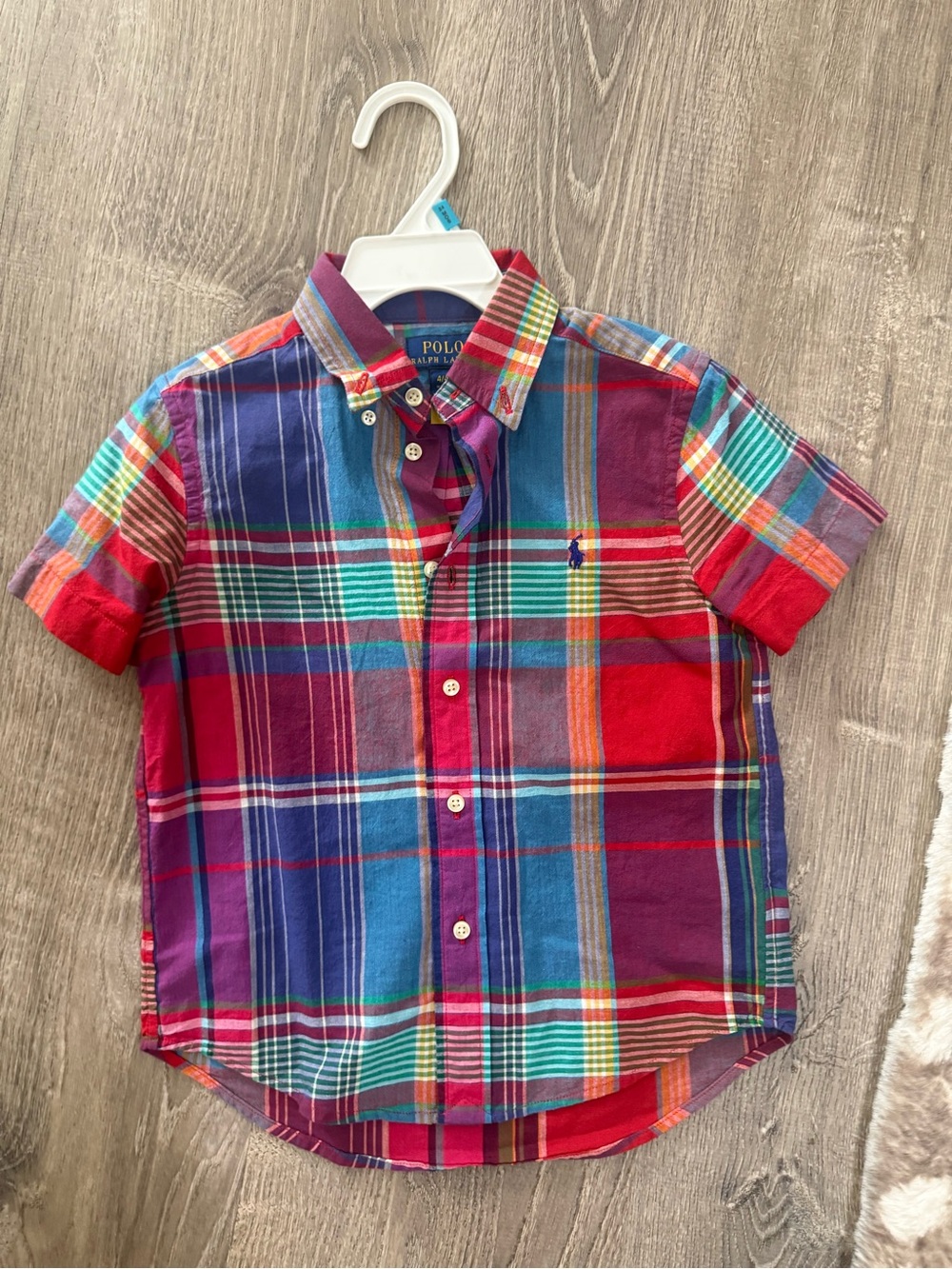 Polo by Ralph Lauren Bright Multicolor Plaid Short-Sleeve Button-Down Shirt